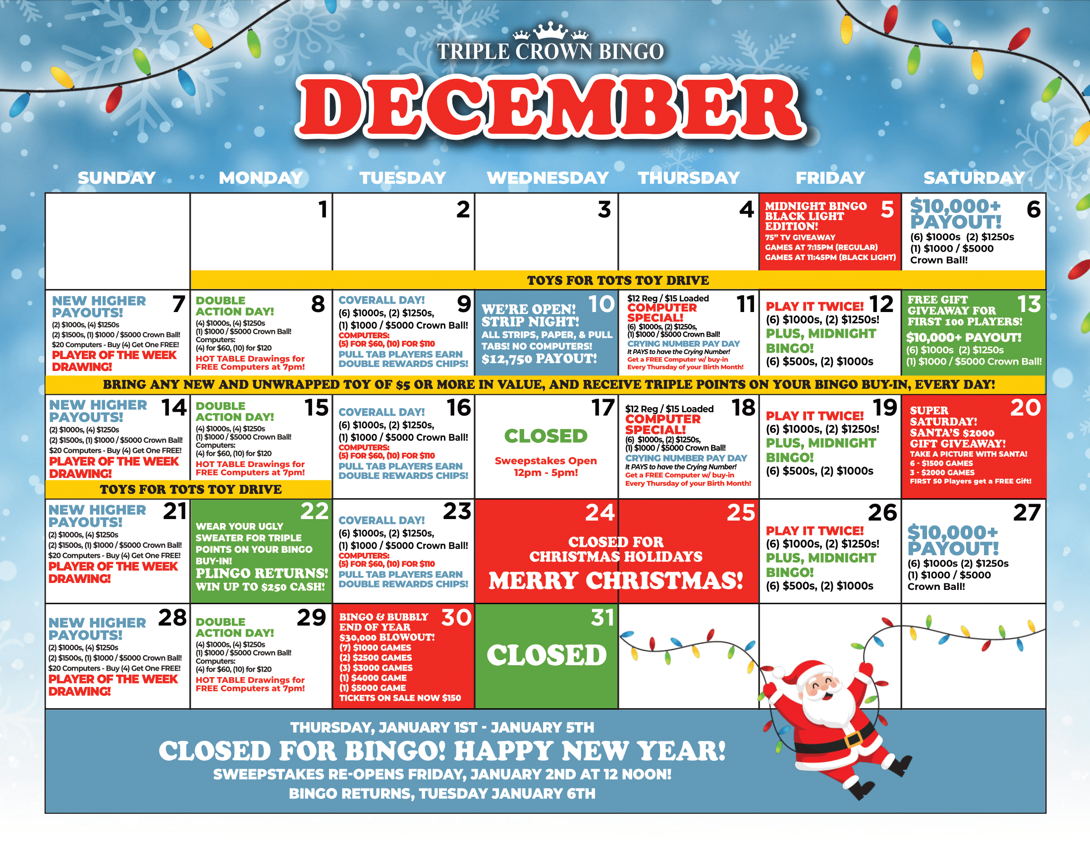 TCB Monthly calendar