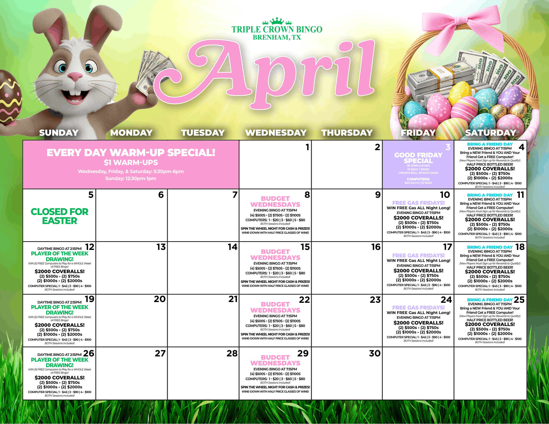 TCB Monthly calendar